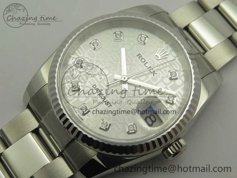 Sleek DateJust 36 SS 116200 Fluted Bezel DJF Best Edition Silver Com Diam Dial on SS 904L Oyster Bracelet A 10679