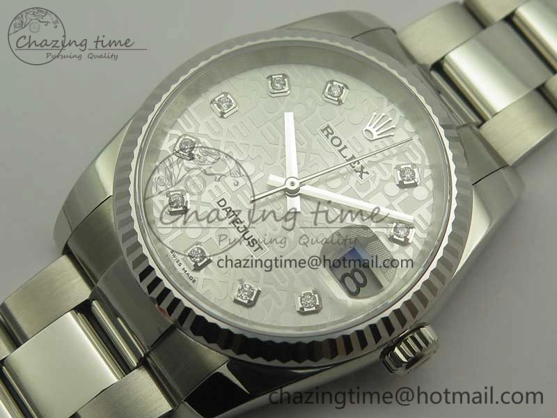 Sleek DateJust 36 SS 116200 Fluted Bezel DJF Best Edition Silver Com Diam Dial on SS 904L Oyster Bracelet A 10679