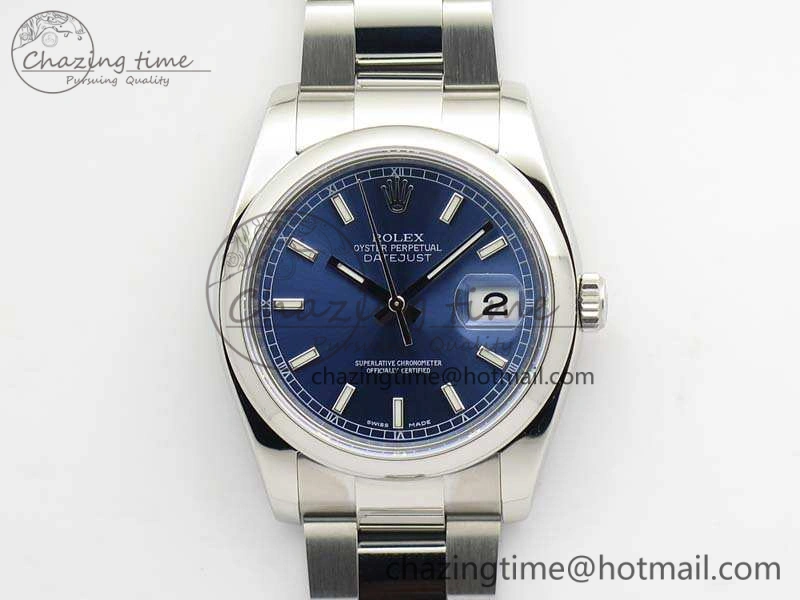 WeatherProof DateJust 36 SS 116200 Polished Bezel ARF 1:1 Best Edition Blue Dial On 904L SS Oyster Bracelet SA 3537