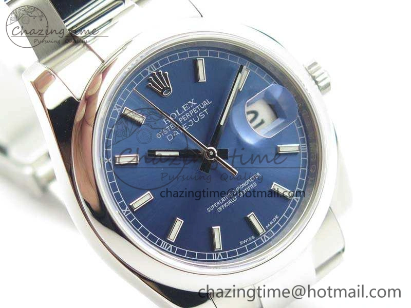 WeatherProof DateJust 36 SS 116200 Polished Bezel ARF 1:1 Best Edition Blue Dial On 904L SS Oyster Bracelet SA 3537