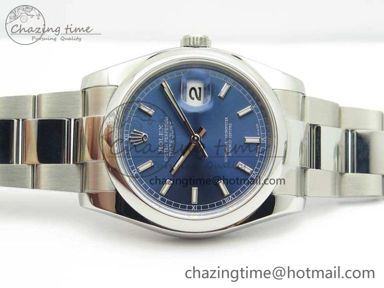 WeatherProof DateJust 36 SS 116200 Polished Bezel ARF 1:1 Best Edition Blue Dial On 904L SS Oyster Bracelet SA 3537