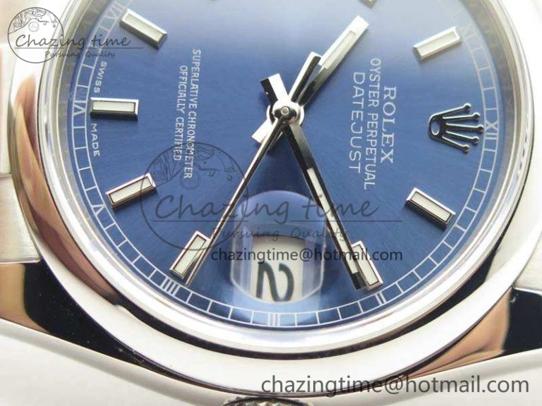 WeatherProof DateJust 36 SS 116200 Polished Bezel ARF 1:1 Best Edition Blue Dial On 904L SS Oyster Bracelet SA 3537