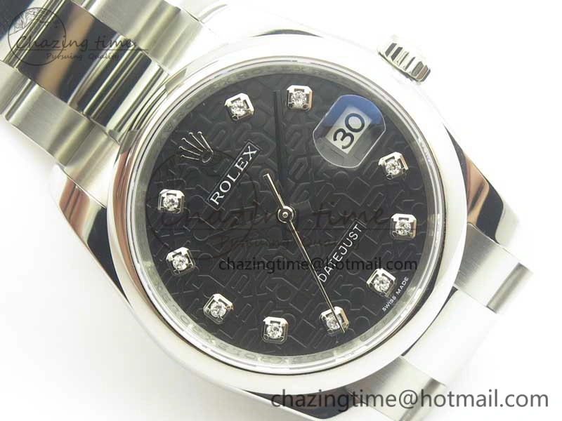 Seasonal DateJust 36 SS 116200 Polished Bezel DJF Best Edition Black Com Diam Dial on SS 904L Oyster Bracelet A 3369