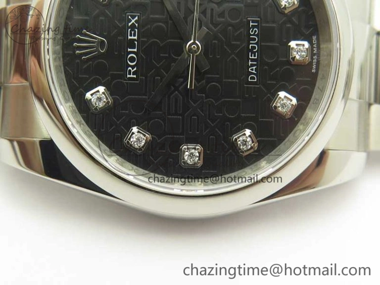 Seasonal DateJust 36 SS 116200 Polished Bezel DJF Best Edition Black Com Diam Dial on SS 904L Oyster Bracelet A 3369