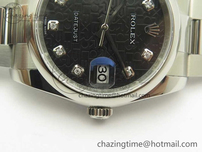 Seasonal DateJust 36 SS 116200 Polished Bezel DJF Best Edition Black Com Diam Dial on SS 904L Oyster Bracelet A 3369