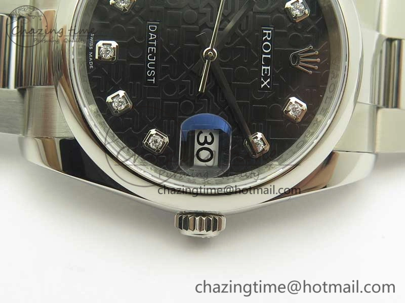 Seasonal DateJust 36 SS 116200 Polished Bezel DJF Best Edition Black Com Diam Dial on SS 904L Oyster Bracelet A 3369