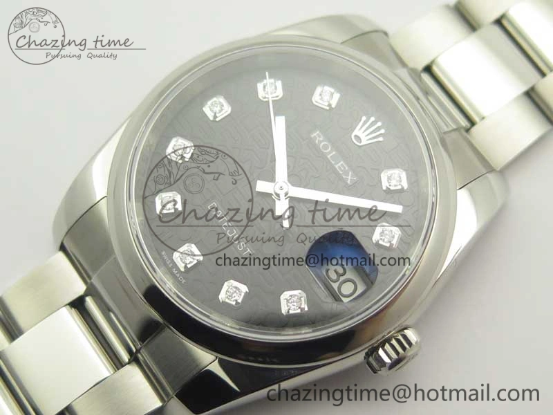 Seasonal DateJust 36 SS 116200 Polished Bezel DJF Best Edition Black Com Diam Dial on SS 904L Oyster Bracelet A 3369