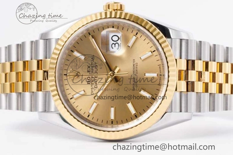 DateJust 36 SS 116233 VSF 1:1 Best Edition 904L Steel YG Stick Dial on Jubilee Bracelet VS FlexibleFit 2025
