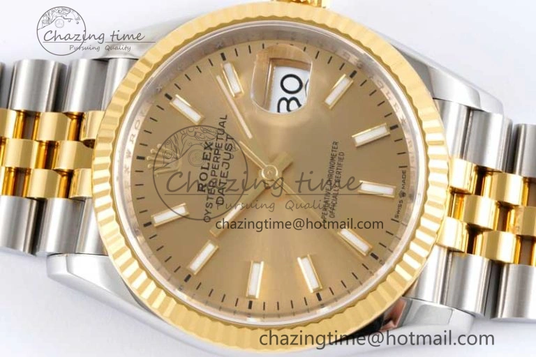 DateJust 36 SS 116233 VSF 1:1 Best Edition 904L Steel YG Stick Dial on Jubilee Bracelet VS FlexibleFit 2025