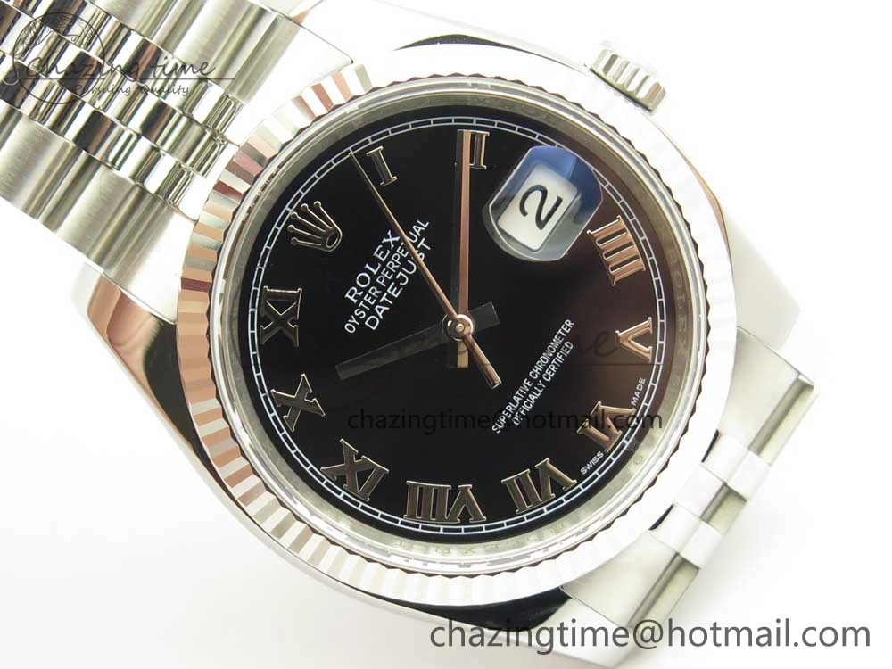 DateJust 36 SS 116234 ARF 1:1 Best Edition 904L Steel Black Dial Roman Markers on Jubilee Bracelet SH3135 V Stretchable 3307