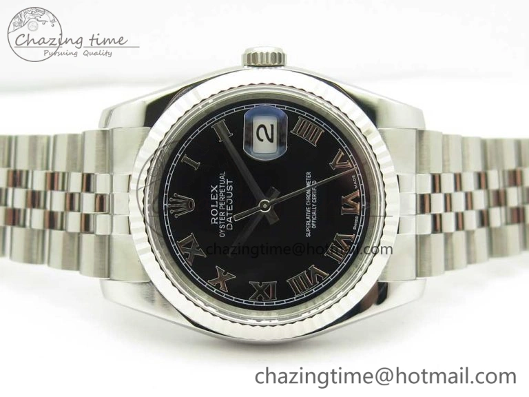 DateJust 36 SS 116234 ARF 1:1 Best Edition 904L Steel Black Dial Roman Markers on Jubilee Bracelet SH3135 V Stretchable 3307