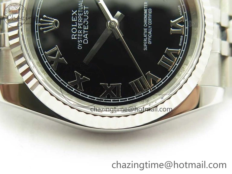 DateJust 36 SS 116234 ARF 1:1 Best Edition 904L Steel Black Dial Roman Markers on Jubilee Bracelet SH3135 V Stretchable 3307