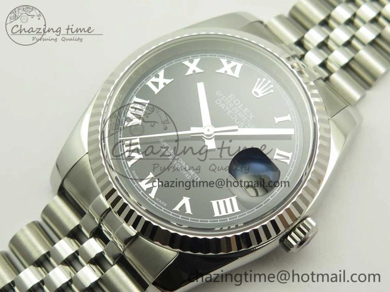 DateJust 36 SS 116234 ARF 1:1 Best Edition 904L Steel Black Dial Roman Markers on Jubilee Bracelet SH3135 V Stretchable 3307