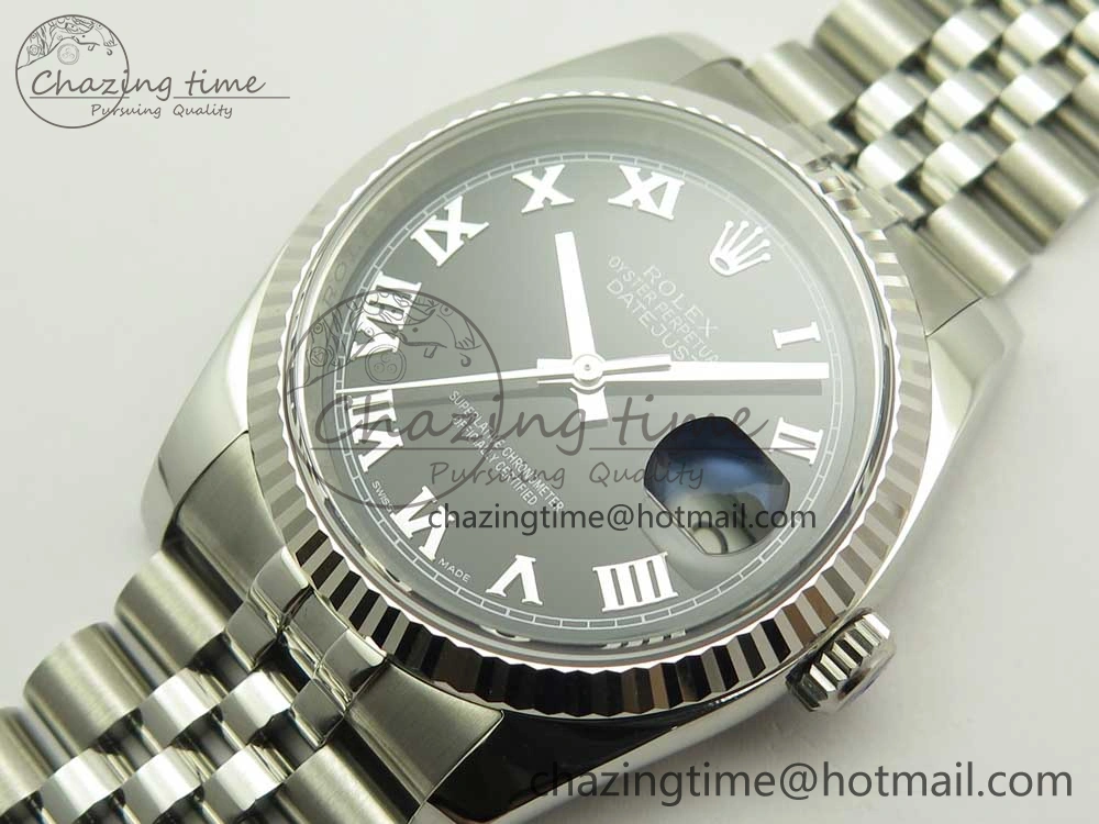DateJust 36 SS 116234 ARF 1:1 Best Edition 904L Steel Black Dial Roman Markers on Jubilee Bracelet SH3135 V Stretchable 3307