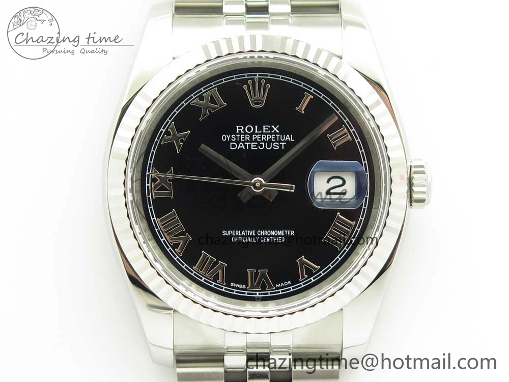 DateJust 36 SS 116234 ARF 1:1 Best Edition 904L Steel Black Dial Roman Markers on Jubilee Bracelet SH3135 V Stretchable 3307