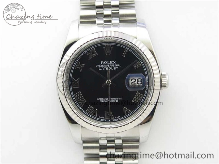 Neat DateJust 36 SS 116234 ARF 1:1 Best Edition 904L Steel Black Dial Roman Markers on Jubilee Bracelet SH3135 V 3197