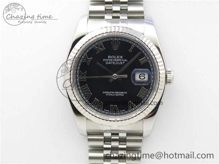 Neat DateJust 36 SS 116234 ARF 1:1 Best Edition 904L Steel Black Dial Roman Markers on Jubilee Bracelet SH3135 V 3197