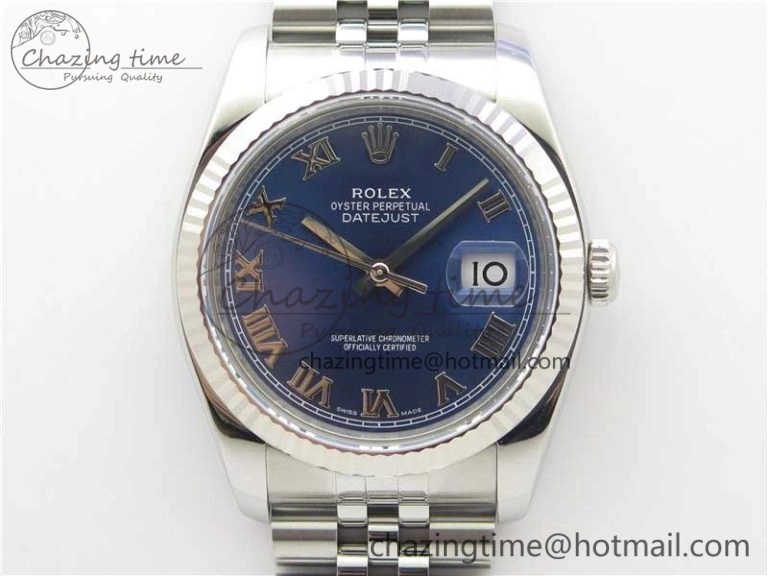 DateJust 36 SS 116234 ARF 1:1 Best Edition 904L Steel Blue Dial Roman Markers on Jubilee Bracelet SH3135 V Versatile 3199