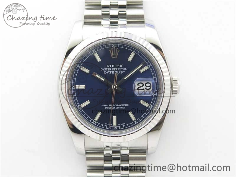 Sophisticated DateJust 36 SS 116234 ARF 1:1 Best Edition 904L Steel Blue Dial on Jubilee Bracelet SH3135 V 3214