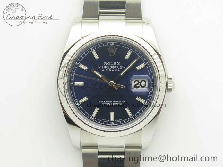 DateJust 36 SS 116234 ARF 1:1 Best Edition 904L Steel Blue Dial on Oyster Bracelet SH3135 V Lightweight 3351