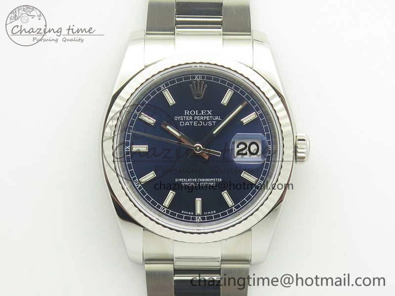 DateJust 36 SS 116234 ARF 1:1 Best Edition 904L Steel Blue Dial on Oyster Bracelet SH3135 V Lightweight 3351