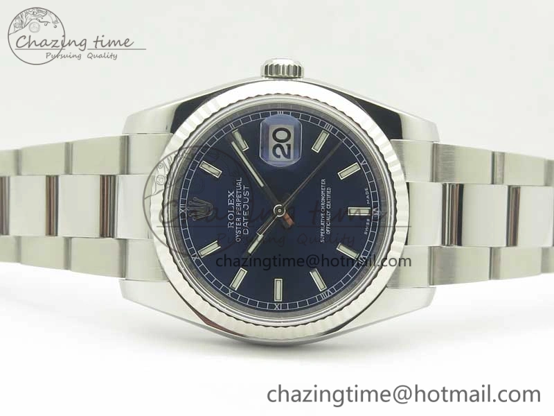 DateJust 36 SS 116234 ARF 1:1 Best Edition 904L Steel Blue Dial on Oyster Bracelet SH3135 V Lightweight 3351