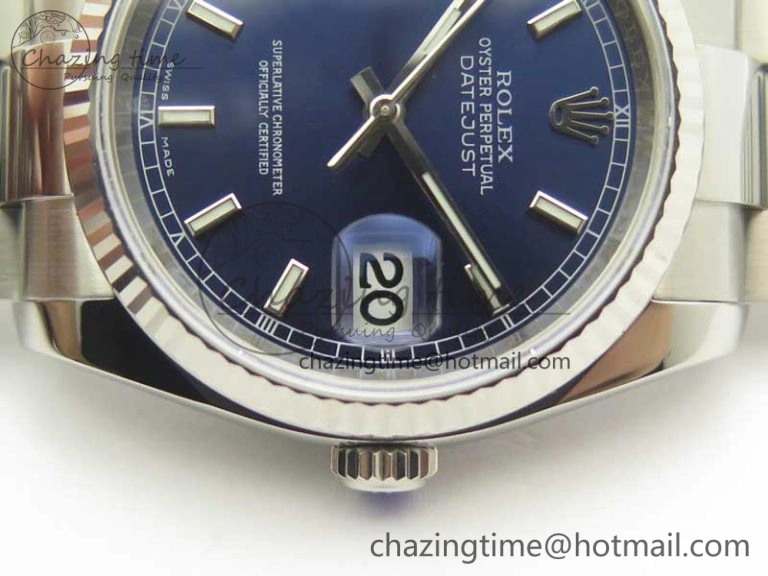 DateJust 36 SS 116234 ARF 1:1 Best Edition 904L Steel Blue Dial on Oyster Bracelet SH3135 V Lightweight 3351