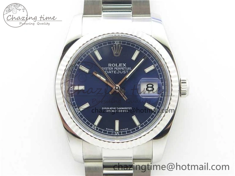 Classic DateJust 36 SS 116234 ARF 1:1 Best Edition 904L Steel Blue Dial on Oyster Bracelet SH3135 V 3198