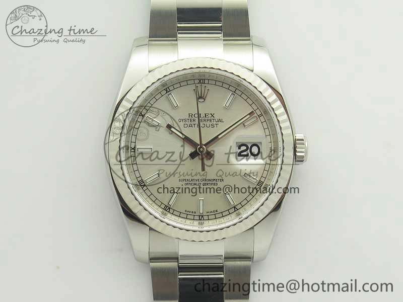 Neat DateJust 36 SS 116234 ARF 1:1 Best Edition 904L Steel Silver Dial on Oyster Bracelet SH3135 V 3350