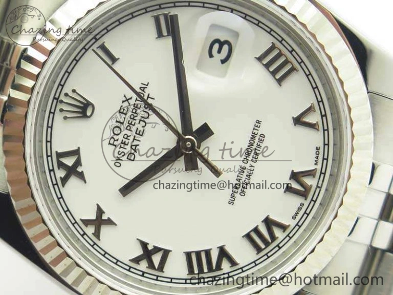 Affordable DateJust 36 SS 116234 ARF 1:1 Best Edition White Roman Dial Fluted On SS Jubilee Bracelet SA 3464