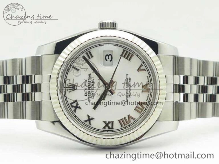 Affordable DateJust 36 SS 116234 ARF 1:1 Best Edition White Roman Dial Fluted On SS Jubilee Bracelet SA 3464