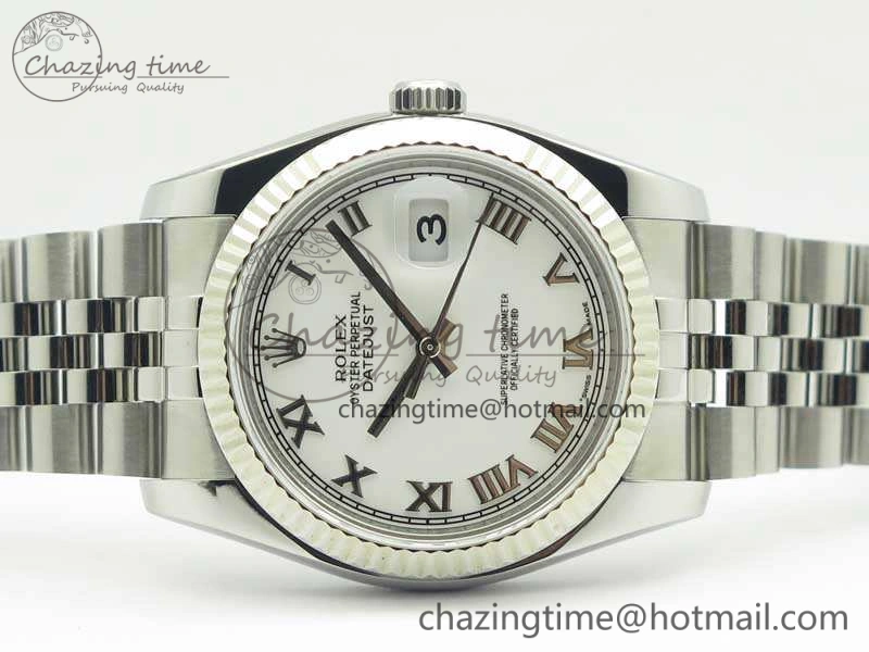 Affordable DateJust 36 SS 116234 ARF 1:1 Best Edition White Roman Dial Fluted On SS Jubilee Bracelet SA 3464