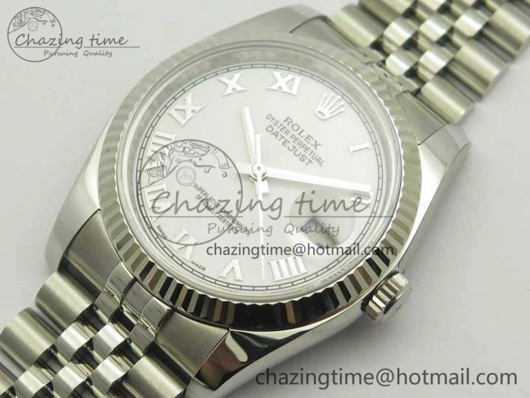 Affordable DateJust 36 SS 116234 ARF 1:1 Best Edition White Roman Dial Fluted On SS Jubilee Bracelet SA 3464