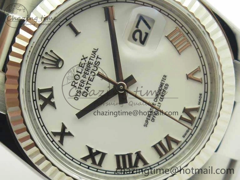 DateJust 36 SS 116234 ARF 1:1 Best Edition White Roman Dial Fluted On SS Oyster Bracelet SA SunProtective 3463