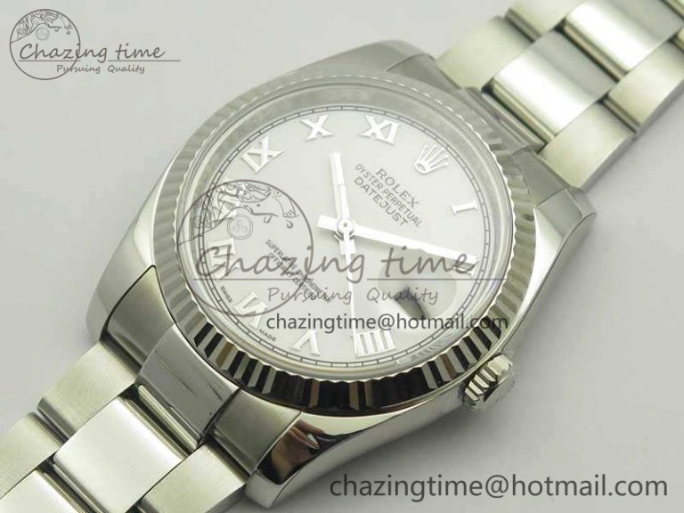 DateJust 36 SS 116234 ARF 1:1 Best Edition White Roman Dial Fluted On SS Oyster Bracelet SA SunProtective 3463
