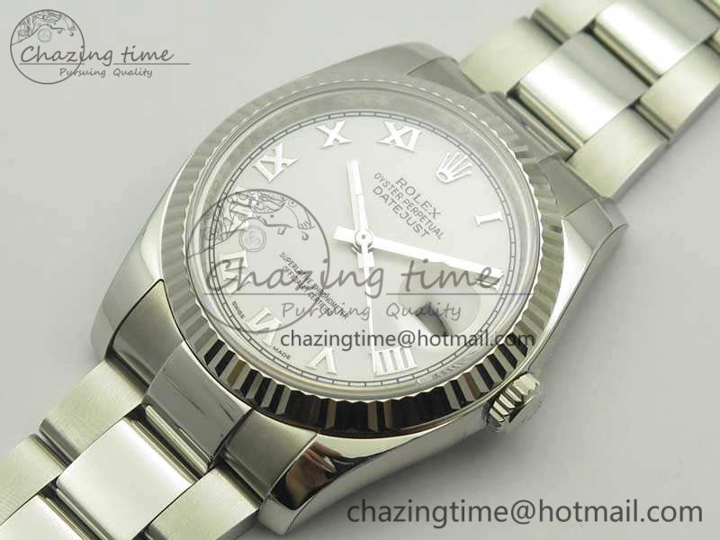 DateJust 36 SS 116234 ARF 1:1 Best Edition White Roman Dial Fluted On SS Oyster Bracelet SA SunProtective 3463