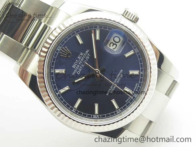DateJust 36 SS 116234 Fluted Bezel DJF Best Edition Blue Dial Stick Markers on SS Oyster Bracelet A SmartChoice 10678