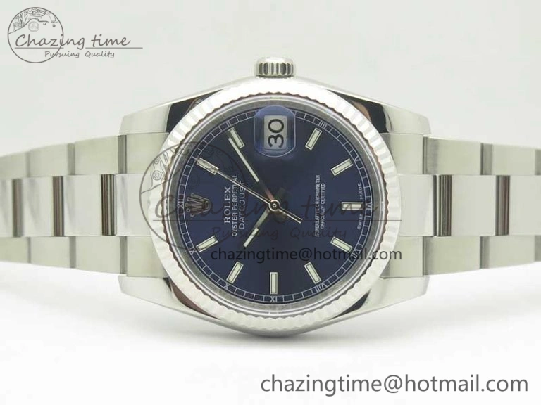 DateJust 36 SS 116234 Fluted Bezel DJF Best Edition Blue Dial Stick Markers on SS Oyster Bracelet A SmartChoice 10678