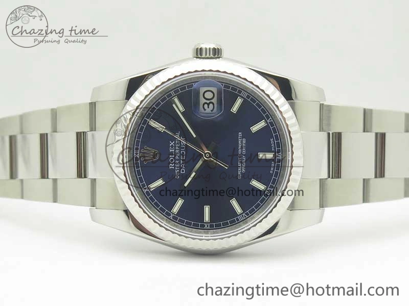 DateJust 36 SS 116234 Fluted Bezel DJF Best Edition Blue Dial Stick Markers on SS Oyster Bracelet A SmartChoice 10678
