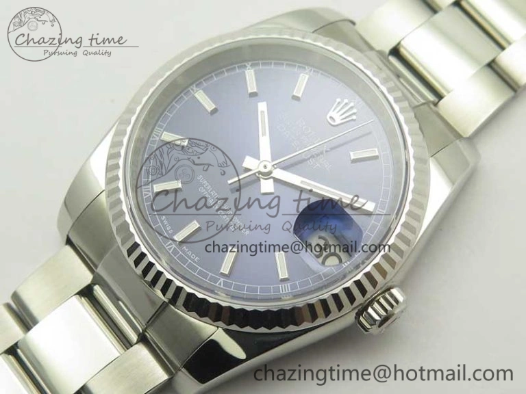 DateJust 36 SS 116234 Fluted Bezel DJF Best Edition Blue Dial Stick Markers on SS Oyster Bracelet A SmartChoice 10678