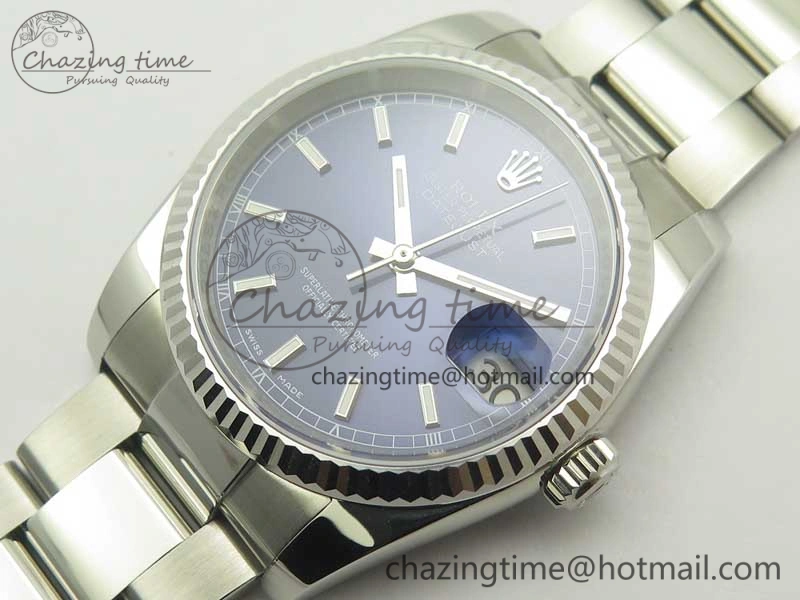 DateJust 36 SS 116234 Fluted Bezel DJF Best Edition Blue Dial Stick Markers on SS Oyster Bracelet A SmartChoice 10678