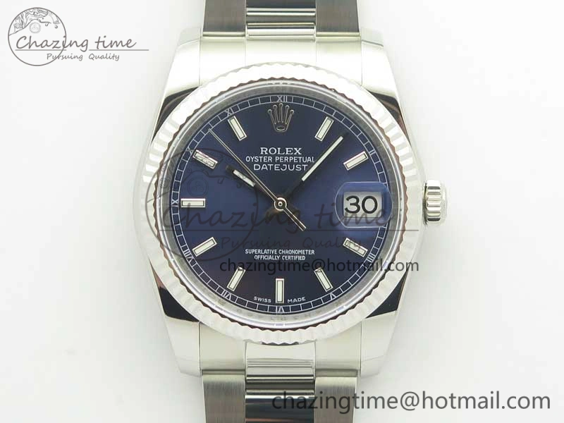 DateJust 36 SS 116234 Fluted Bezel DJF Best Edition Blue Dial Stick Markers on SS Oyster Bracelet A SmartChoice 10678