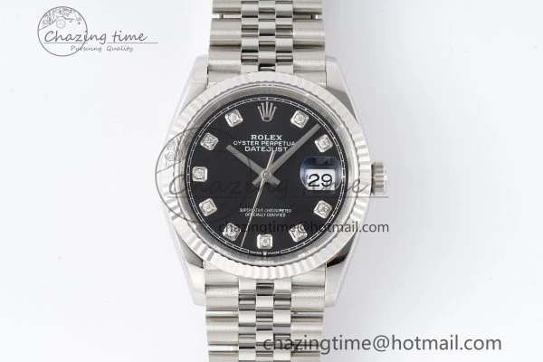 Colorful DateJust 36 SS 116234 VSF 1:1 Best Edition 904L Steel Black Diamonds Dial on Jubilee Bracelet VS 10157