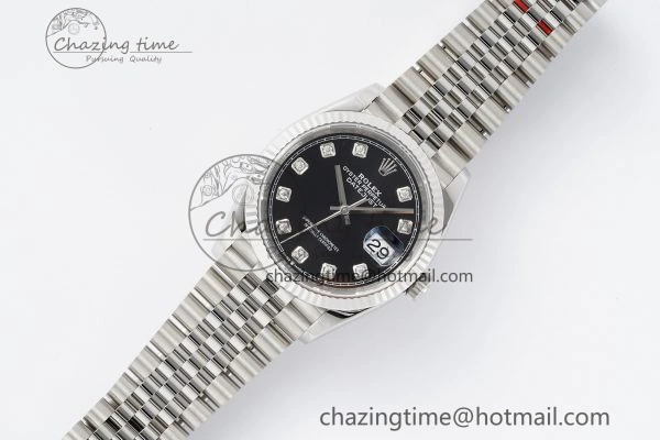 Breathable DateJust 36 SS 116234 VSF 1:1 Best Edition 904L Steel Black Diamonds Dial on Jubilee Bracelet VS 2089