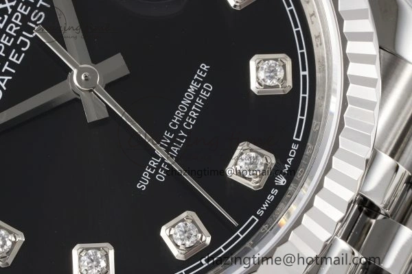 Breathable DateJust 36 SS 116234 VSF 1:1 Best Edition 904L Steel Black Diamonds Dial on Jubilee Bracelet VS 2089