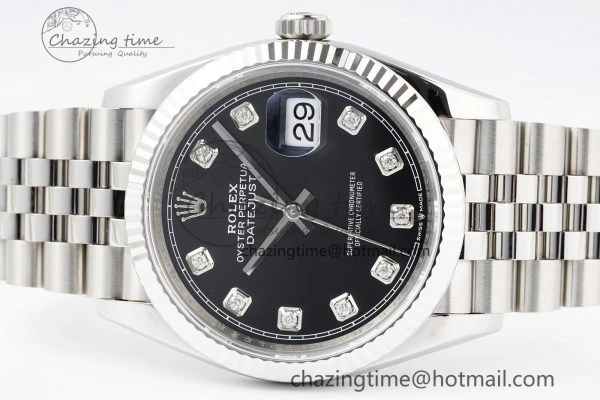 Breathable DateJust 36 SS 116234 VSF 1:1 Best Edition 904L Steel Black Diamonds Dial on Jubilee Bracelet VS 2089