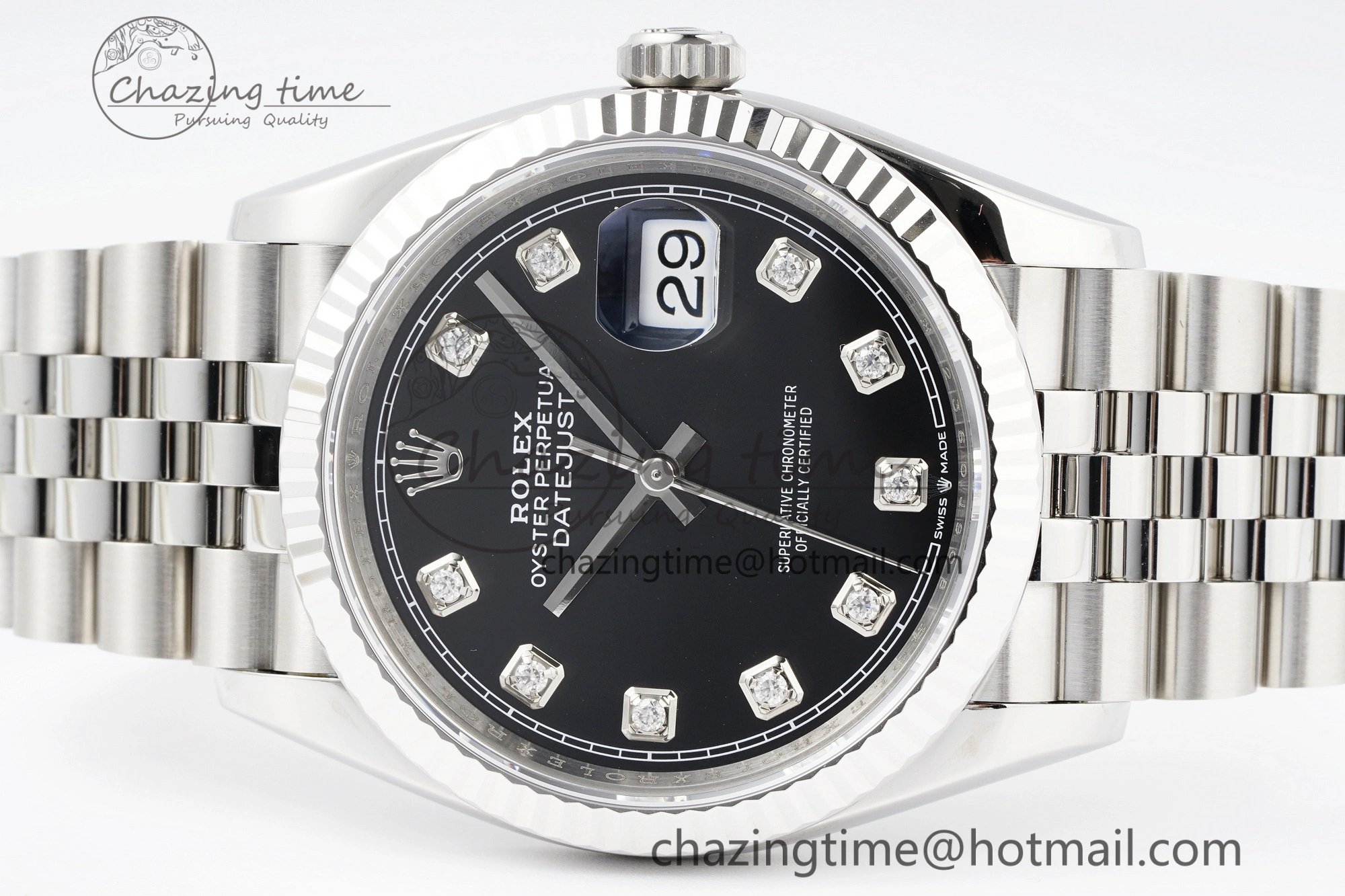 Breathable DateJust 36 SS 116234 VSF 1:1 Best Edition 904L Steel Black Diamonds Dial on Jubilee Bracelet VS 2089