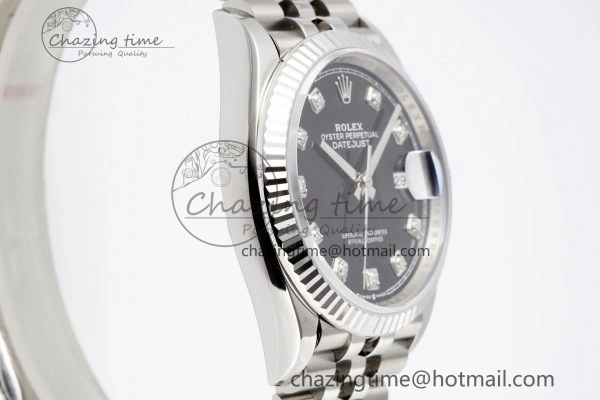 Breathable DateJust 36 SS 116234 VSF 1:1 Best Edition 904L Steel Black Diamonds Dial on Jubilee Bracelet VS 2089