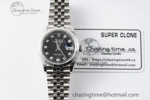 Breathable DateJust 36 SS 116234 VSF 1:1 Best Edition 904L Steel Black Diamonds Dial on Jubilee Bracelet VS 2089