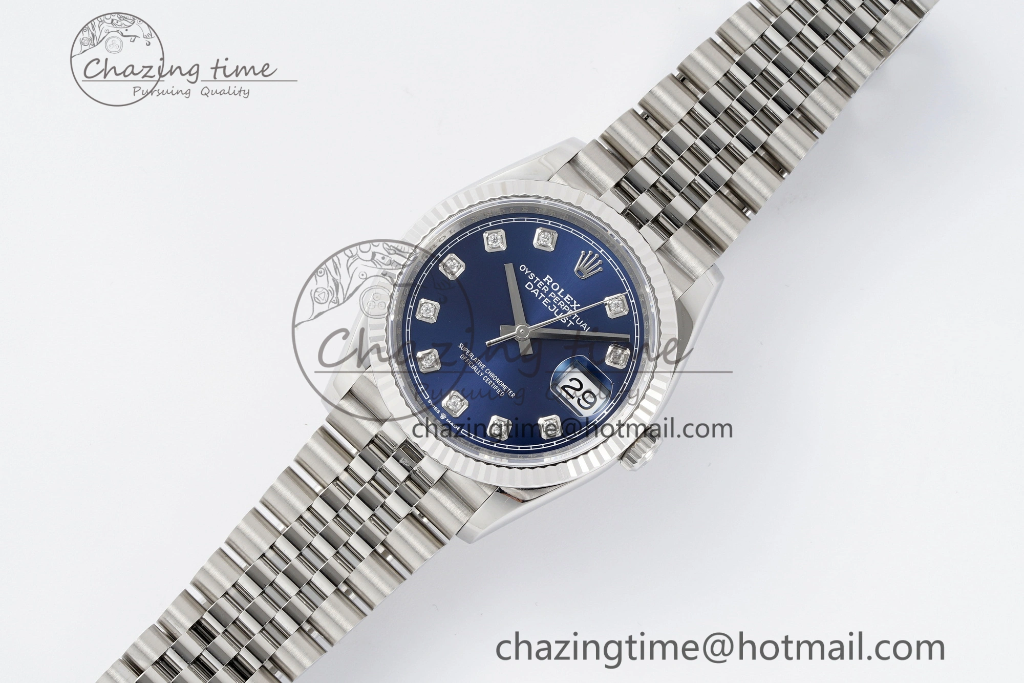 SmoothTexture DateJust 36 SS 116234 VSF 1:1 Best Edition 904L Steel Blue Diamonds Dial on Jubilee Bracelet VS 10156